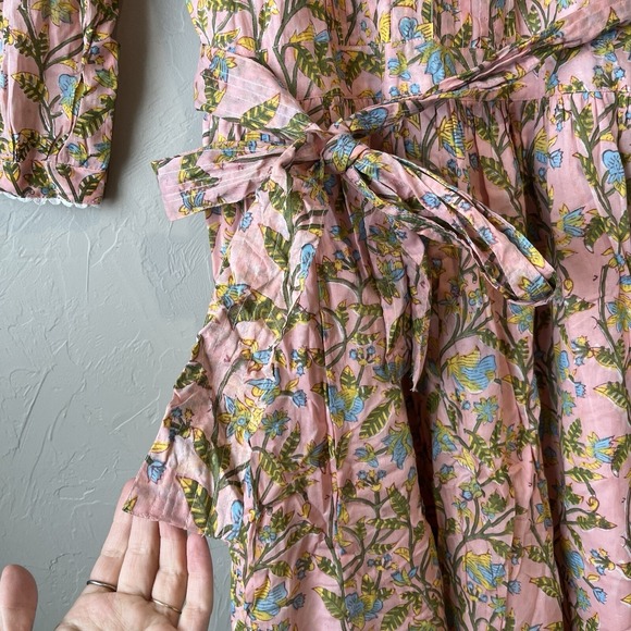 Women's Dress Millier Pink Floral Boho Cottagecore XS Peasant Lace Coquette Cute - Picture 5 of 9